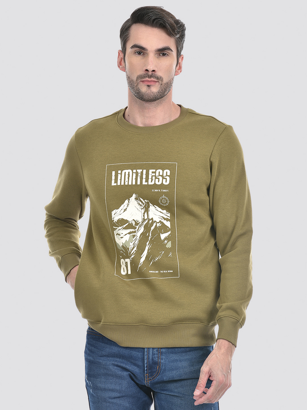 Numero Uno Men Graphic Print Green Sweat Shirt